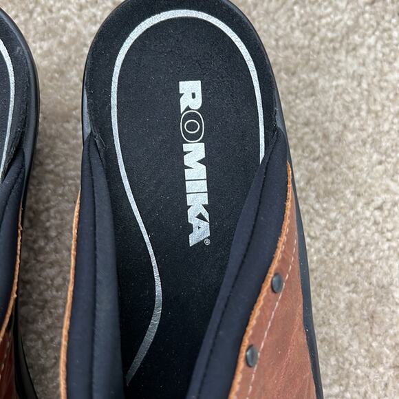 Romika Mokassetta Brown Leather Mules - Picture 6 of 7